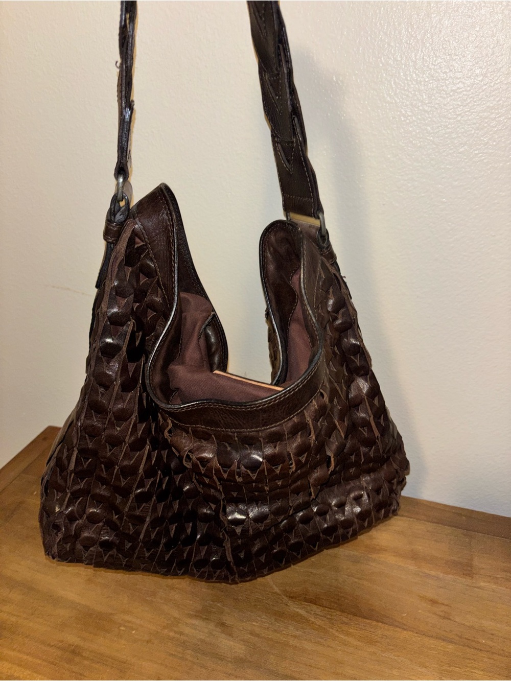 Limited edition Woven Leather Hobo Bag - Dark Brown - Picture 5 of 7